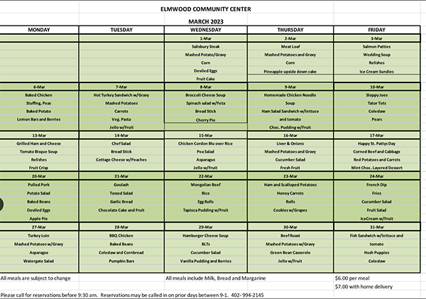 Menu March 2023sm