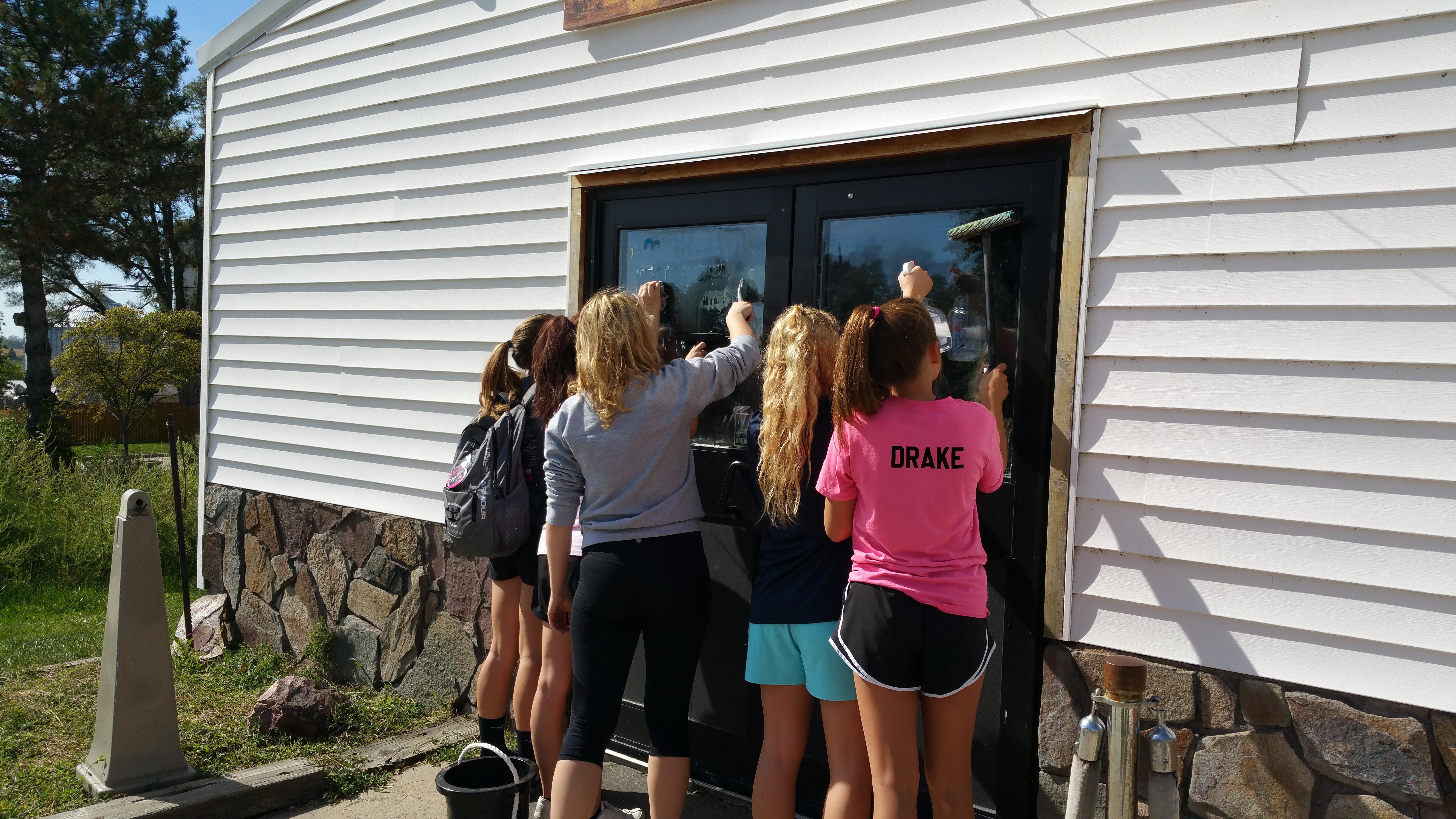 Cheerleaders working