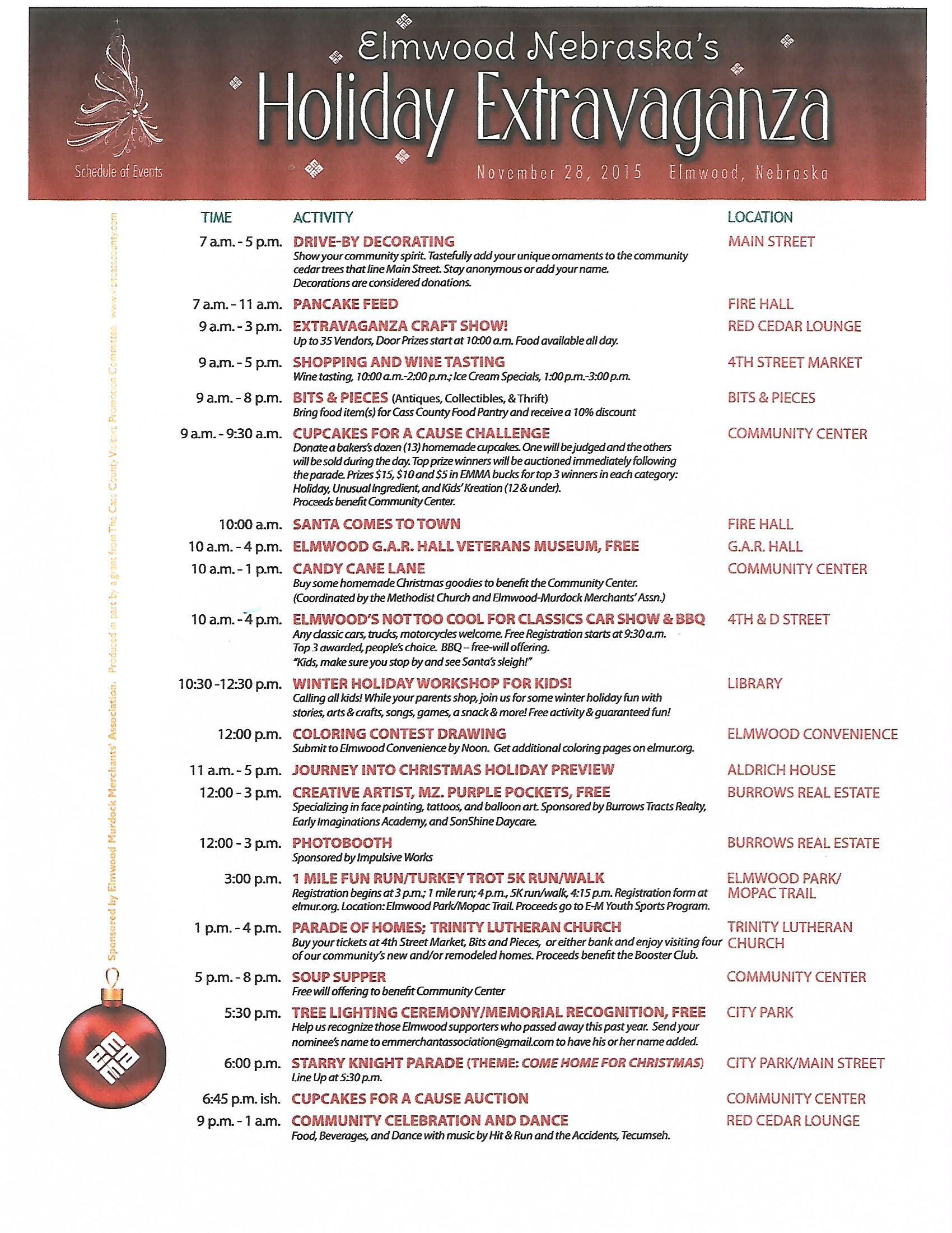 Holiday Extravaganza Schedule