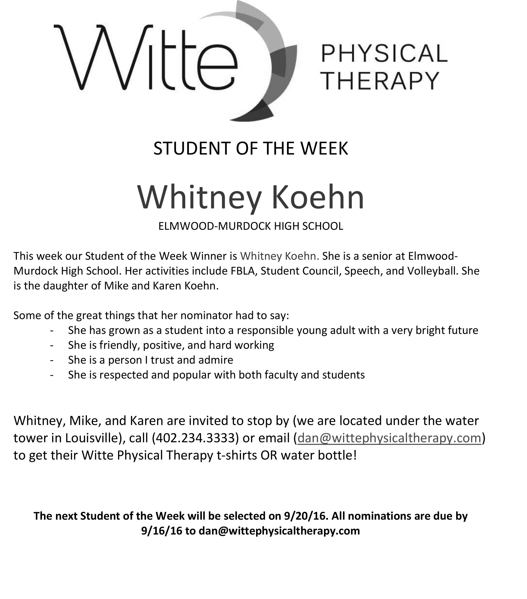 Student of the Week Selection