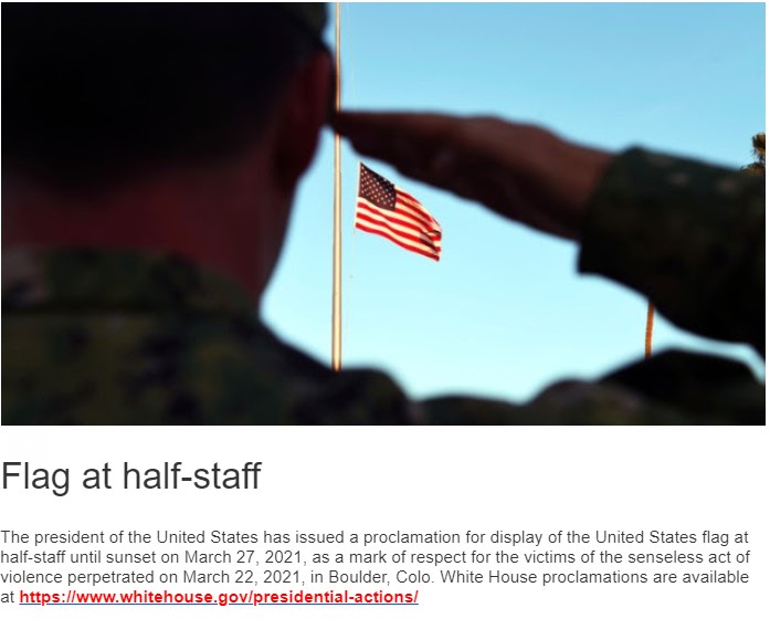 Flag half staff 03242021