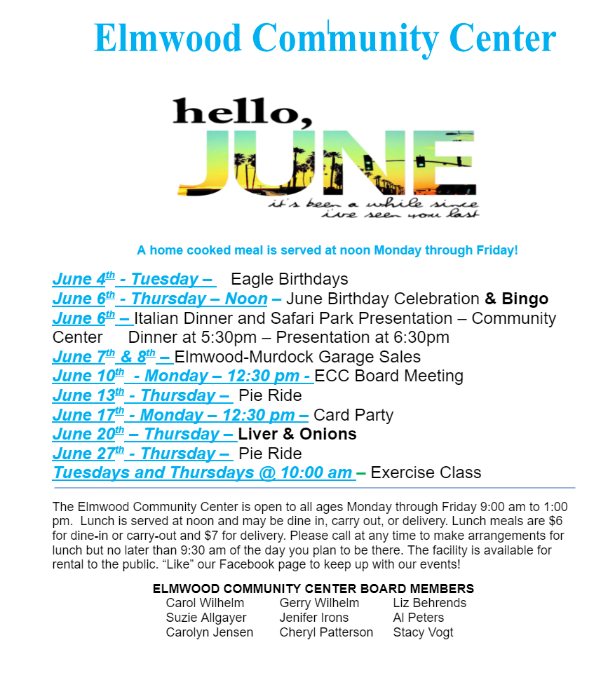 Community Center Menu 0624