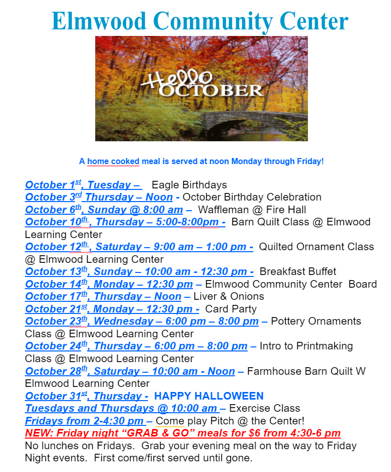 Community Center Calender 102024