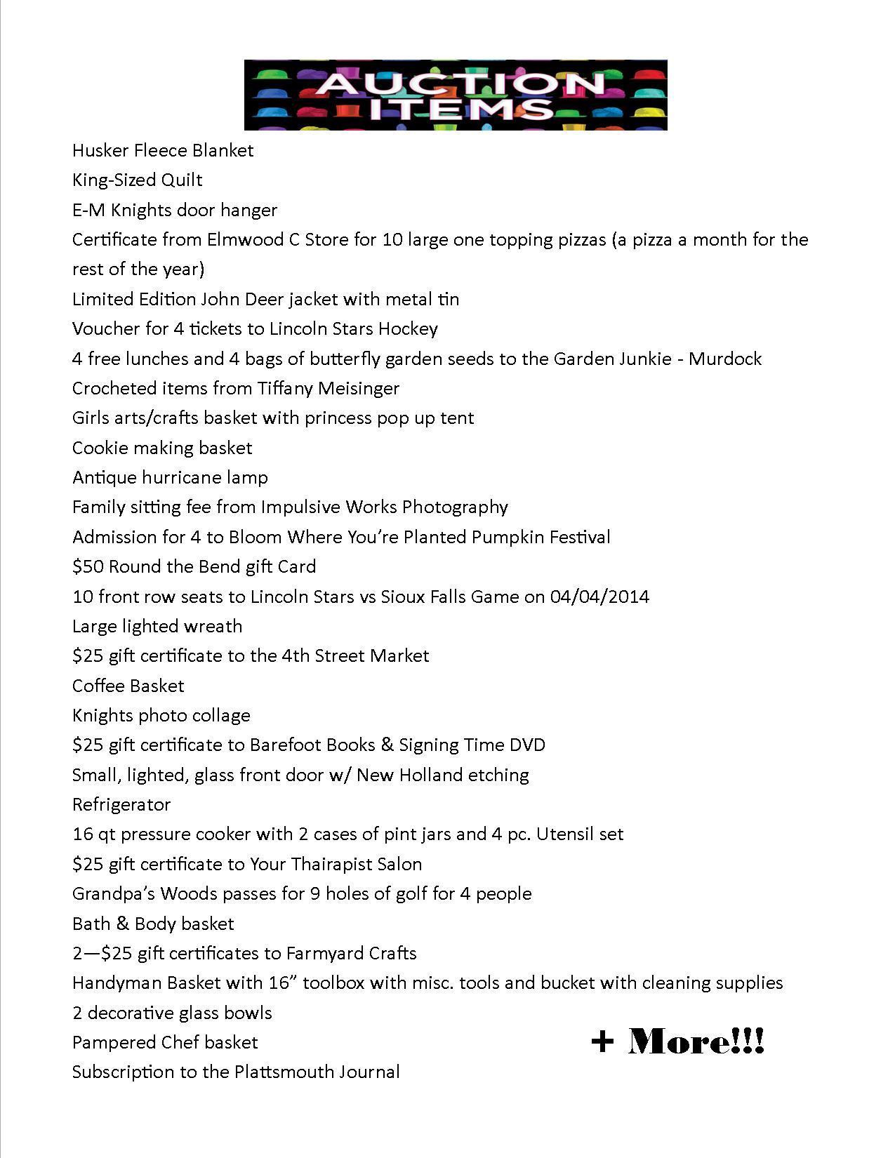 Auction item list