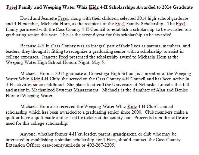 4h scholarship