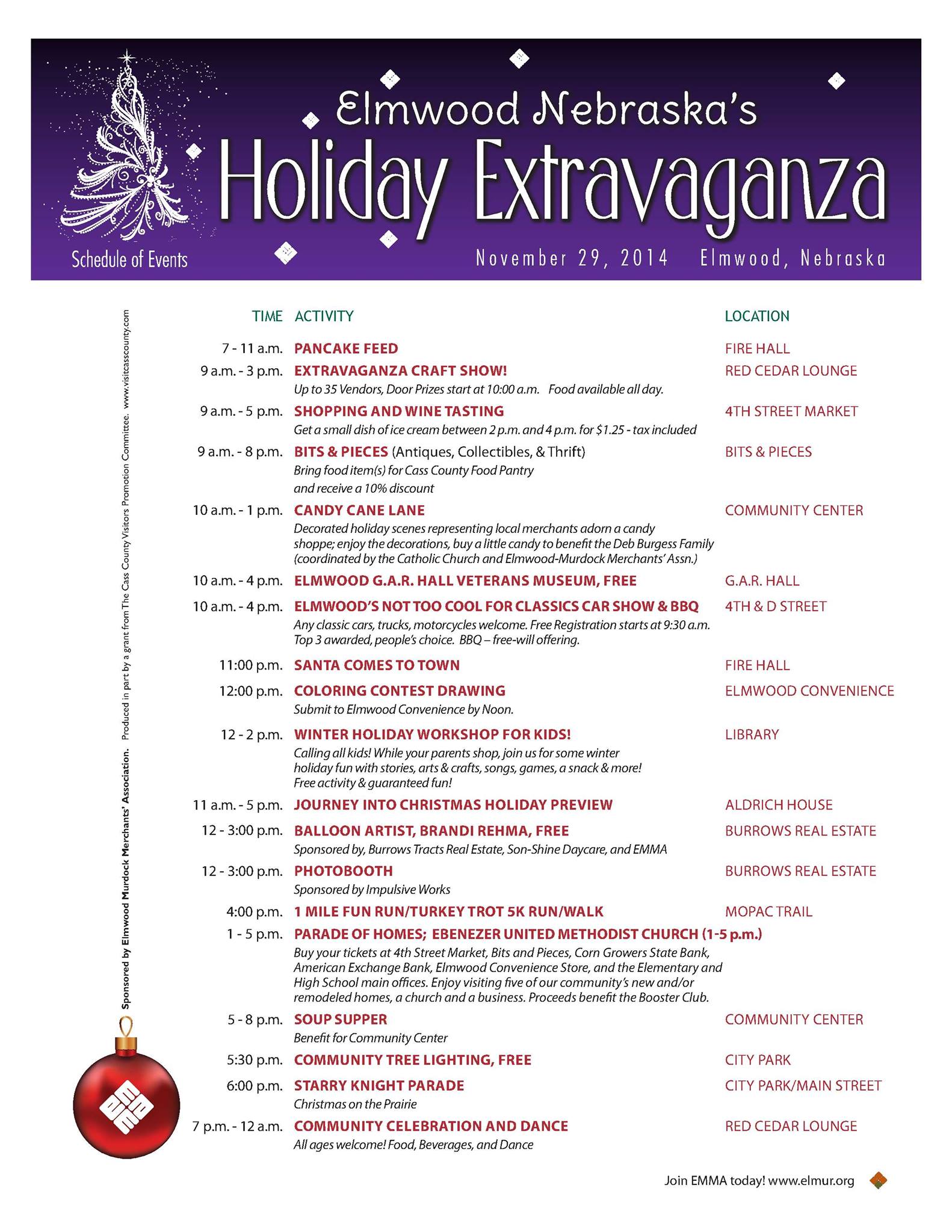 Holiday Extravaganza Schedule