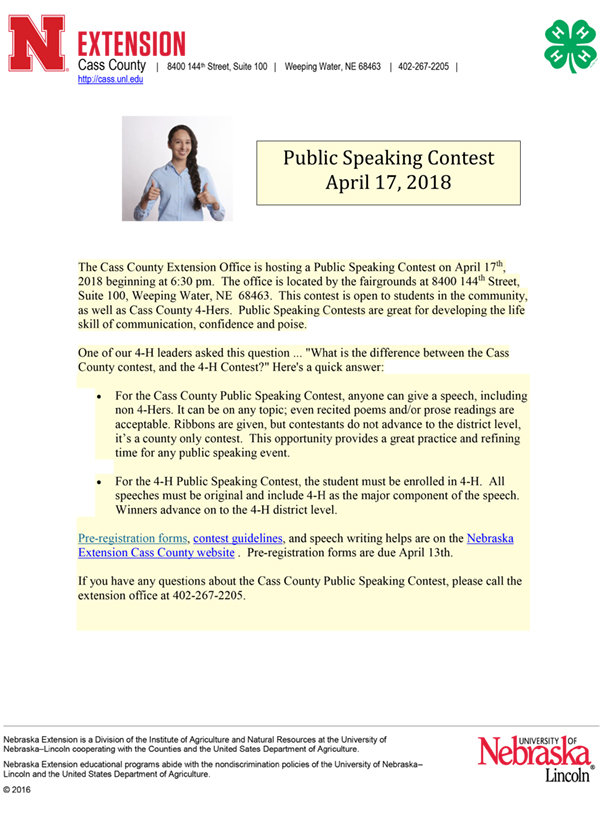 Speech Contest publicity notice