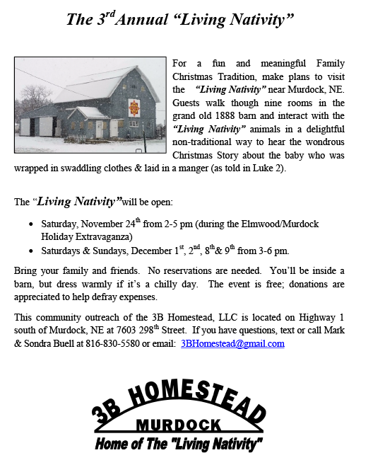 Living Nativity Flyer for 2018 e newsletter