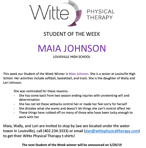 Student of the Week Selection 052219