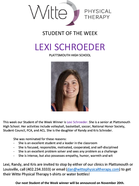 Student of the Week Selection 311132019