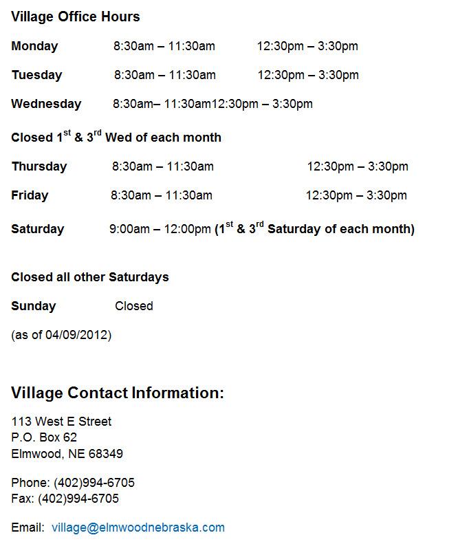 Village Hours