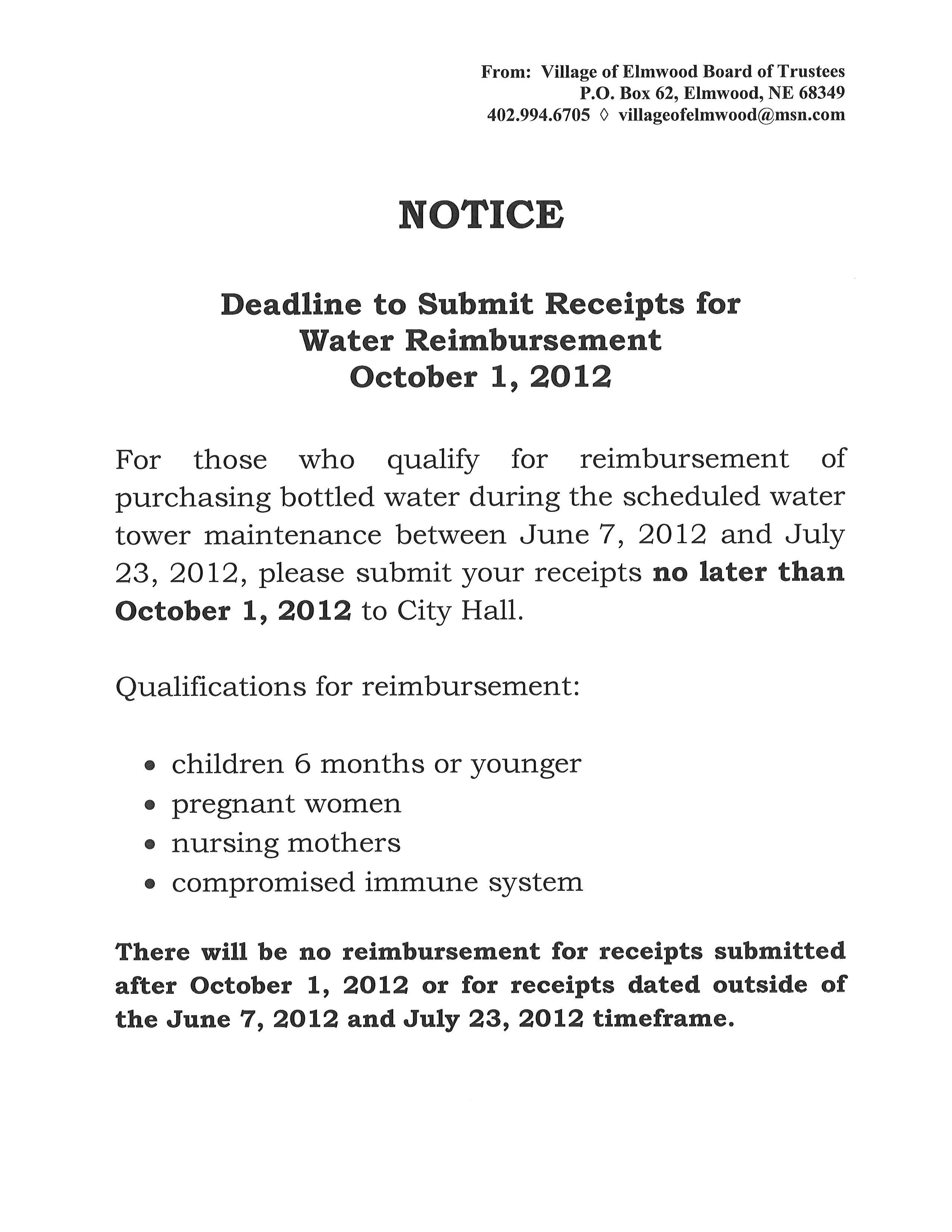 water reimbursement
