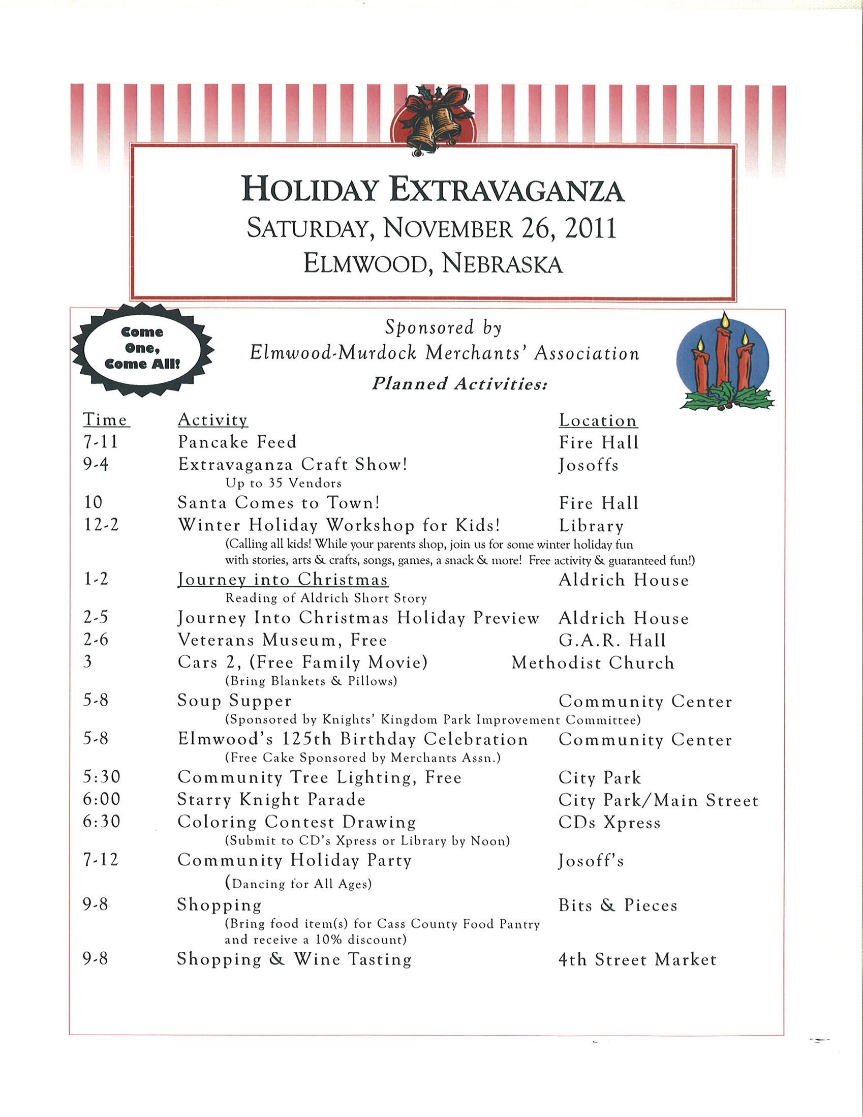 Extravaganza schedule