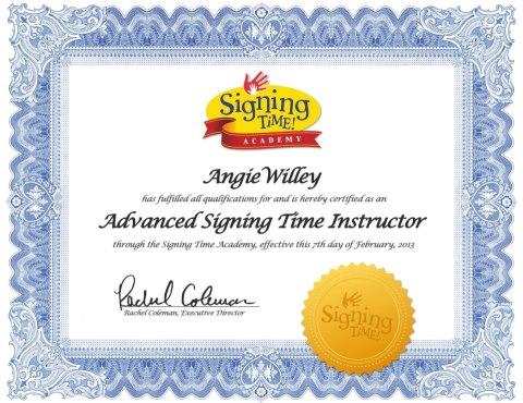 Angies certificate